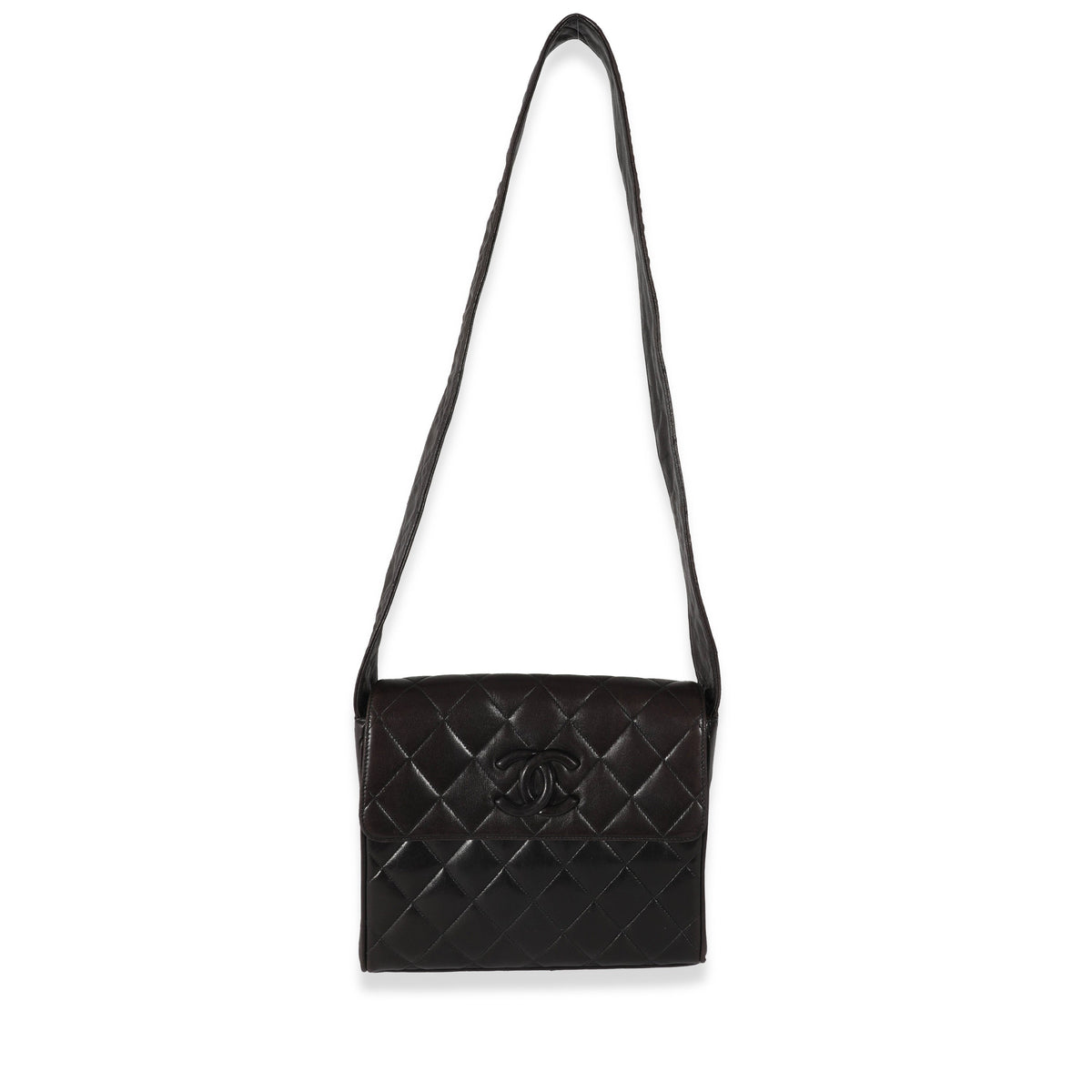 Chanel Vintage Brown Quilted Lambskin CC Messenger