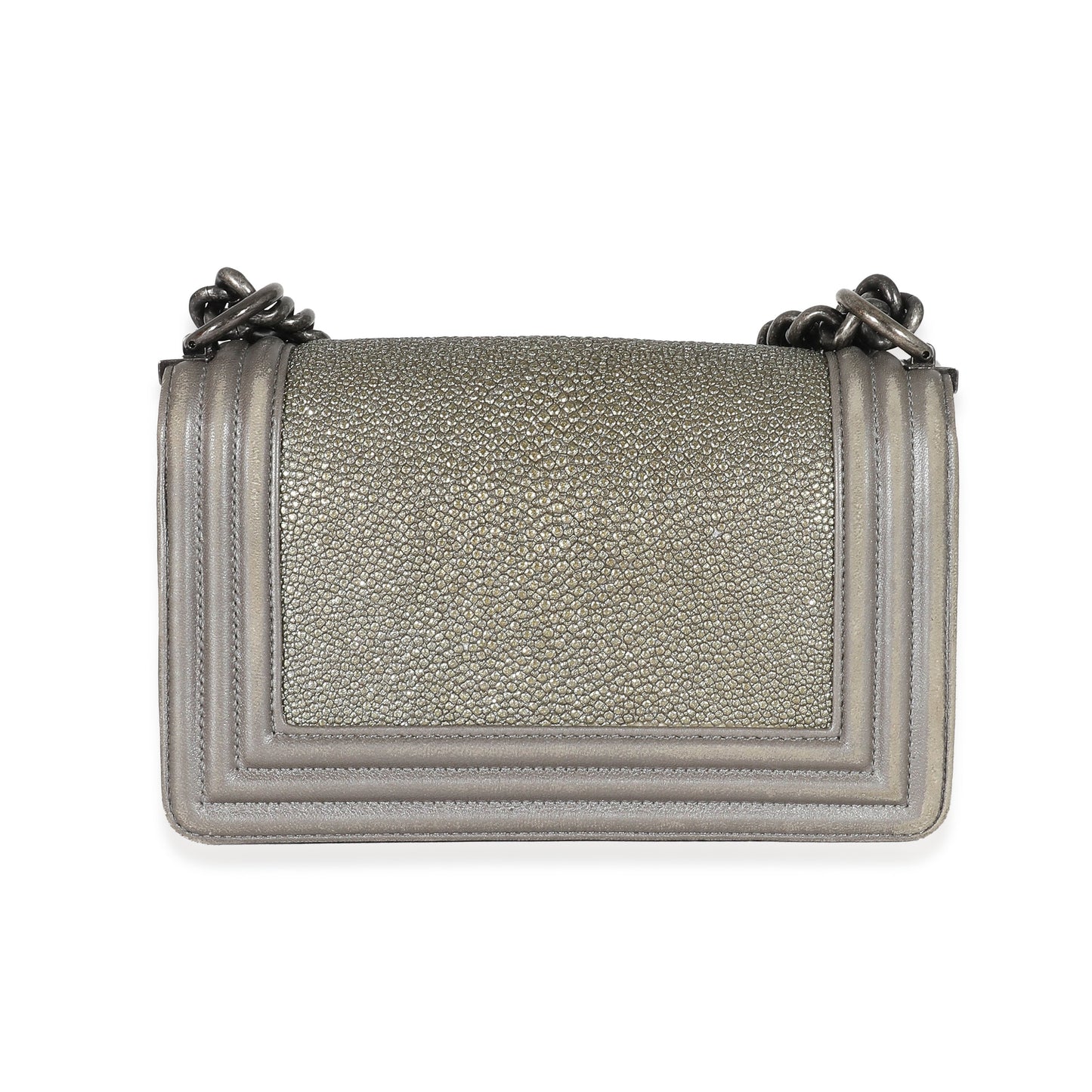 CHANEL Grey Lambskin Galuchat Stingray Small Boy Bag