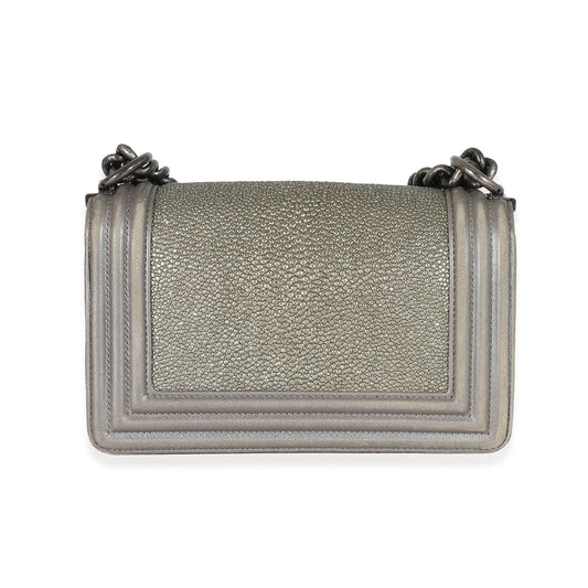 CHANEL Grey Lambskin Galuchat Stingray Small Boy Bag