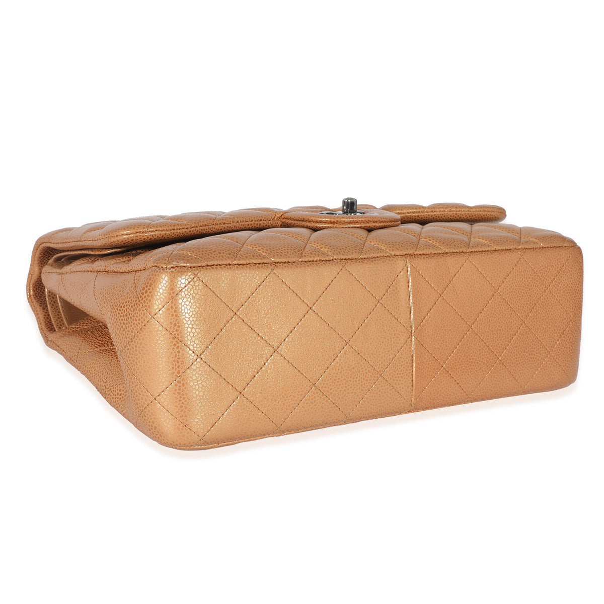 CHANEL Gold Metallic Caviar Jumbo Double Flap Bag