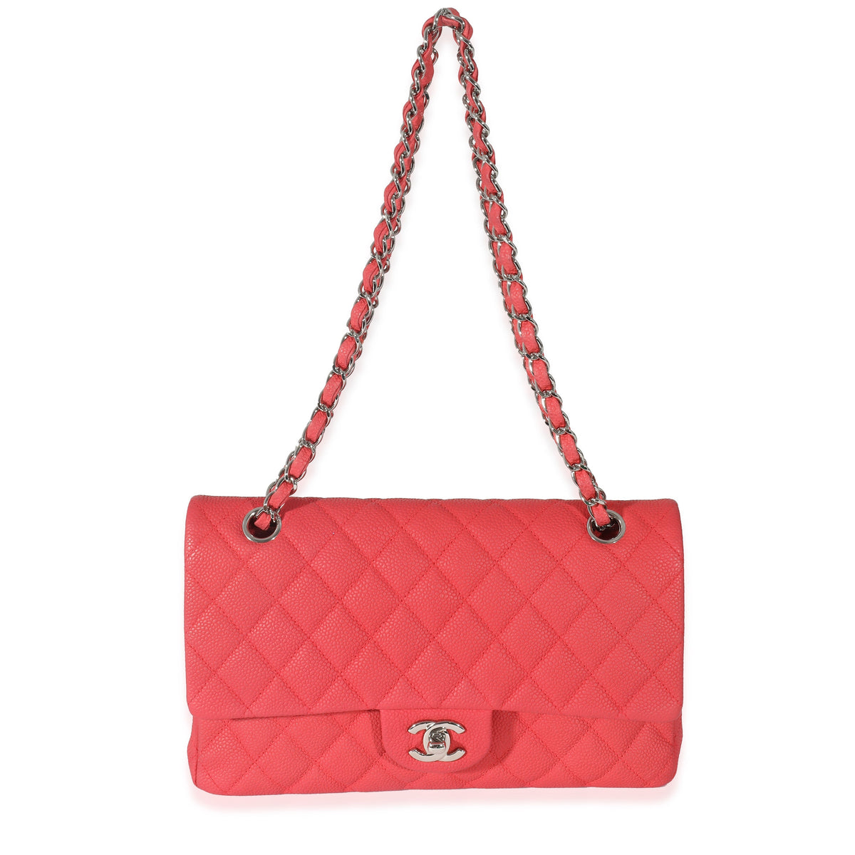 CHANEL Red Matte Caviar Medium Double Flap Bag