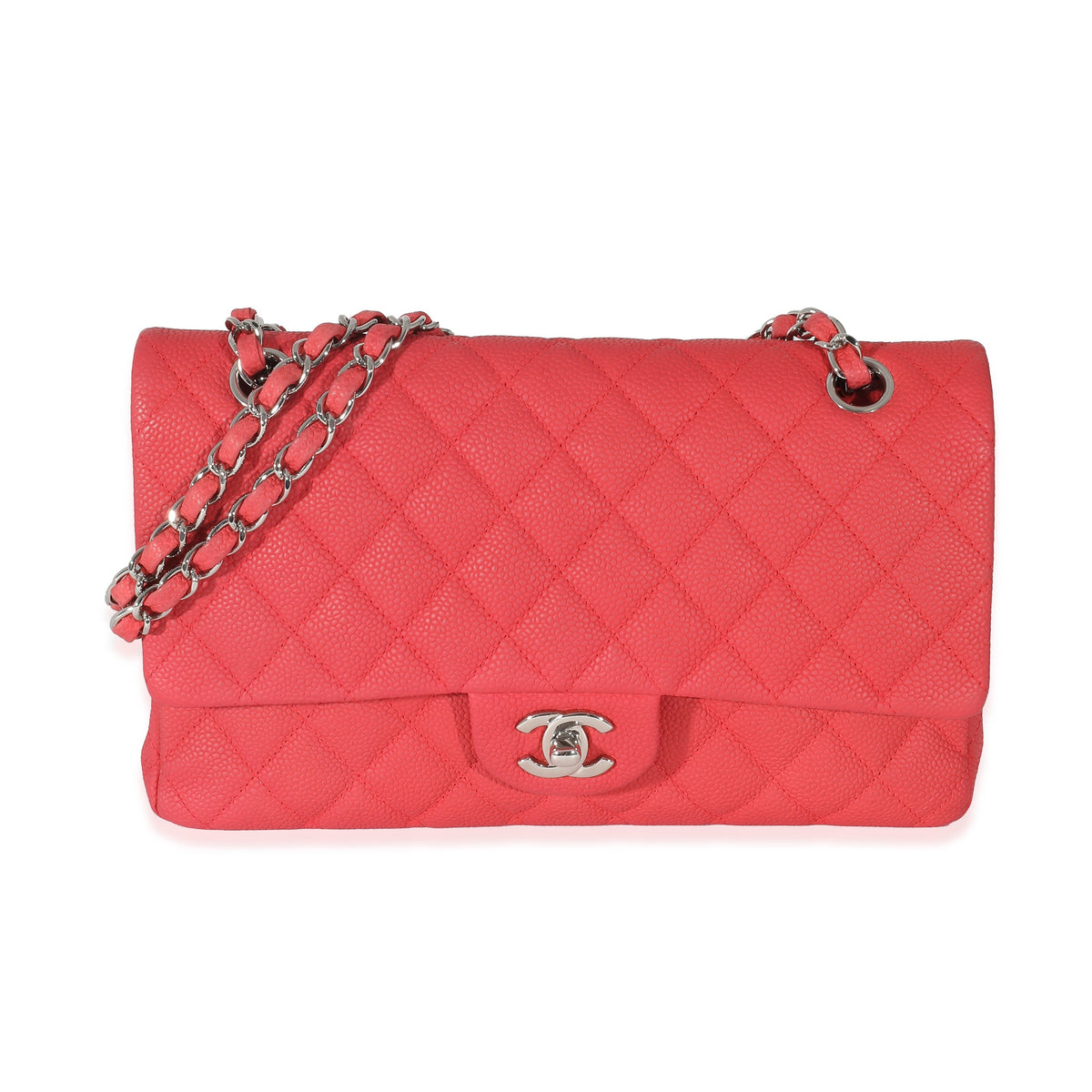 CHANEL Red Matte Caviar Medium Double Flap Bag