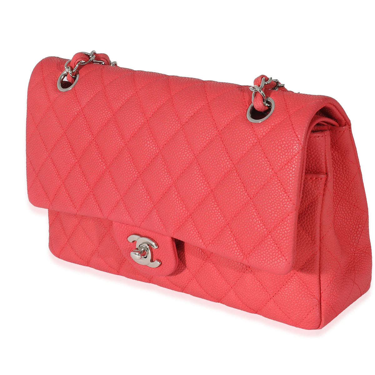 CHANEL Red Matte Caviar Medium Double Flap Bag