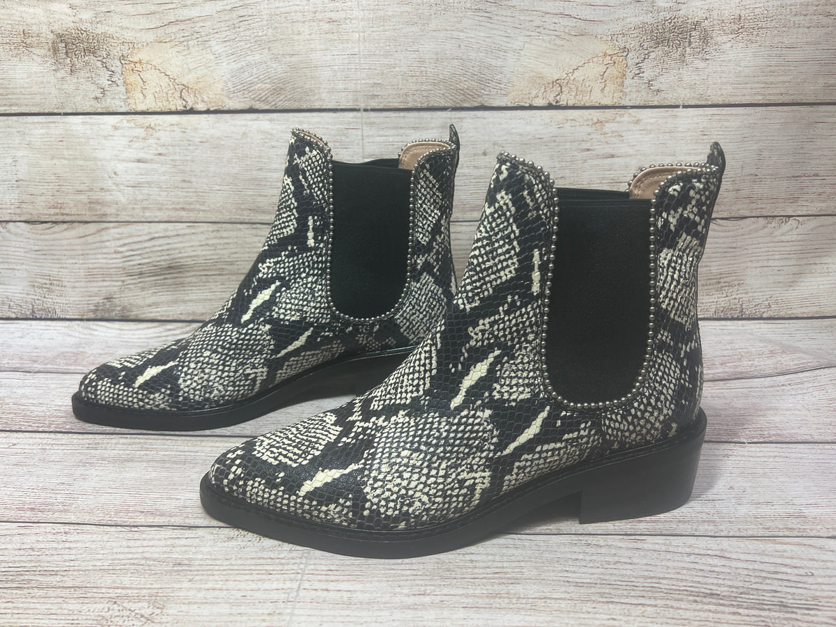 Boots Ankle Heels By Coach In Snakeskin Print, Size: 8