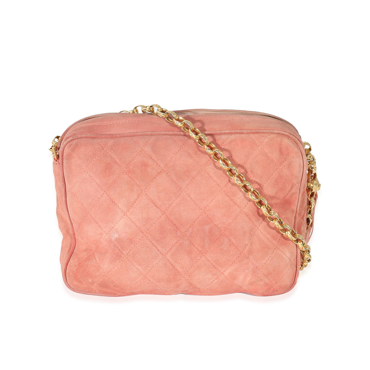 CHANEL Pink Suede Bijoux Chain Camera Bag