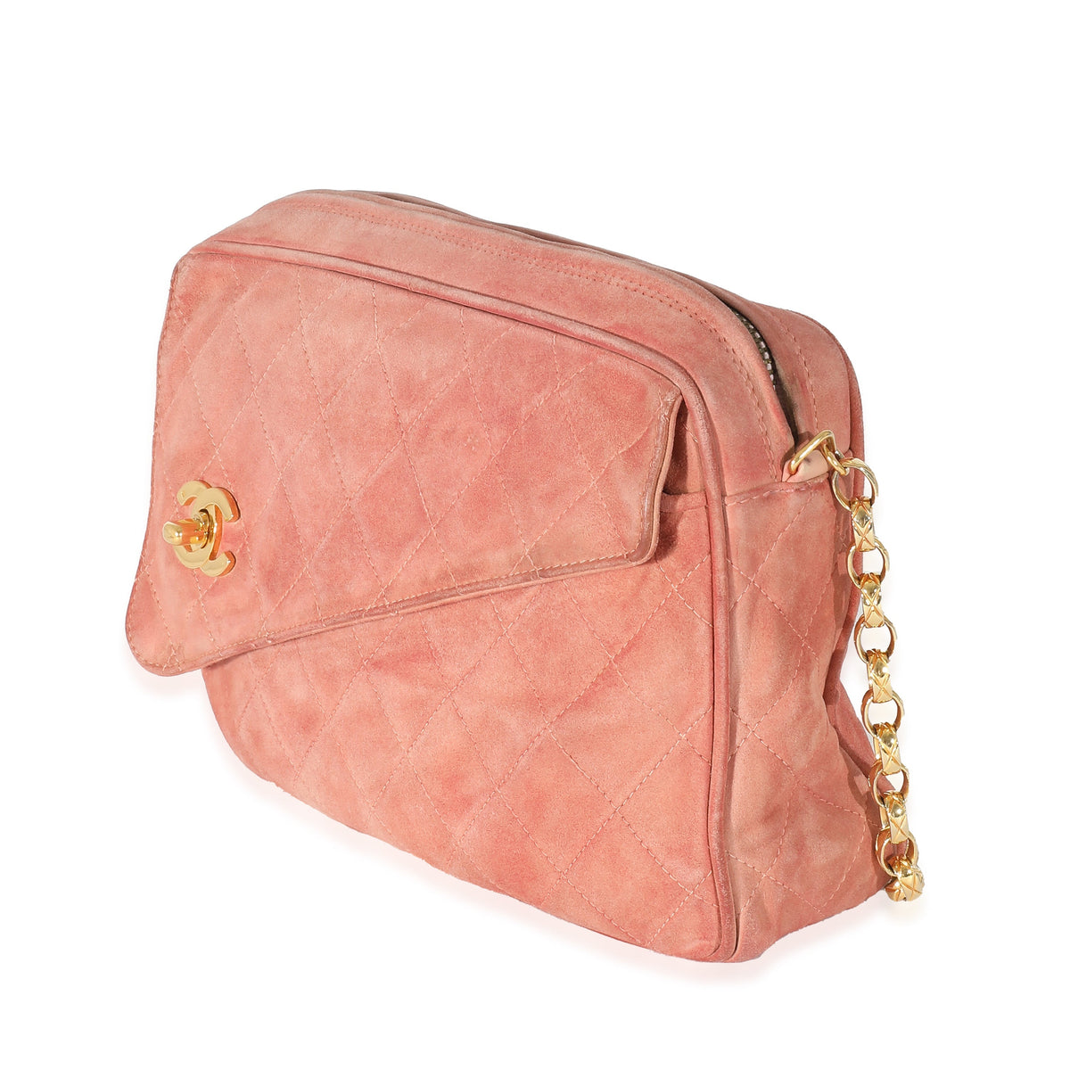 CHANEL Pink Suede Bijoux Chain Camera Bag