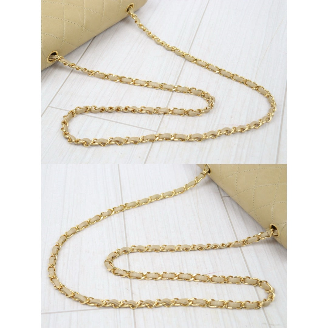 Good ( Rank AB)｜ CHANEL Matrasse Diana 25 Lamb Skin Chain Bag Beige Made in 1991-1994 Year｜V24122601