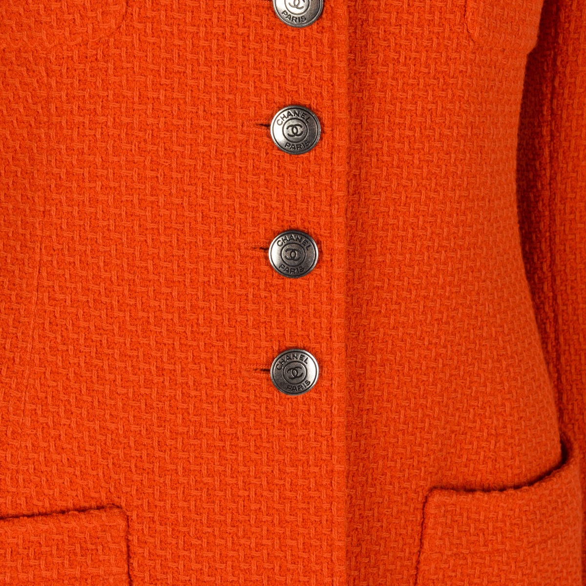 Chanel Orange Tweed Single Breasted Jacket FR 38