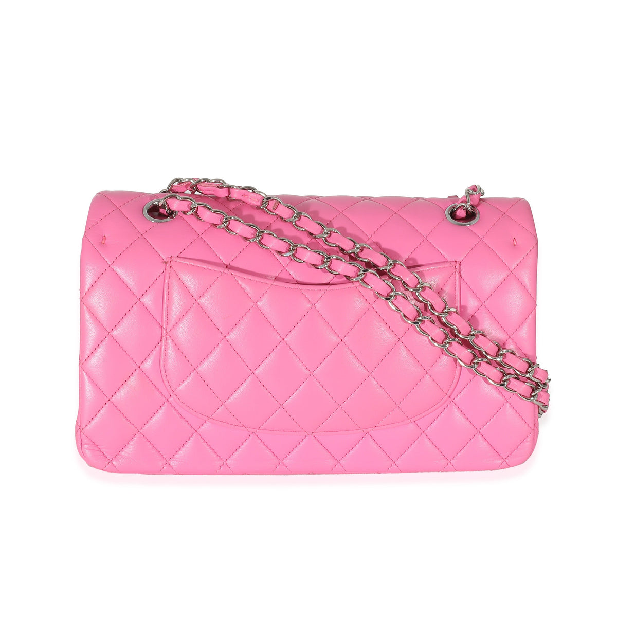 CHANEL Pink Quilted Lambskin Medium Classic Double Flap Bag