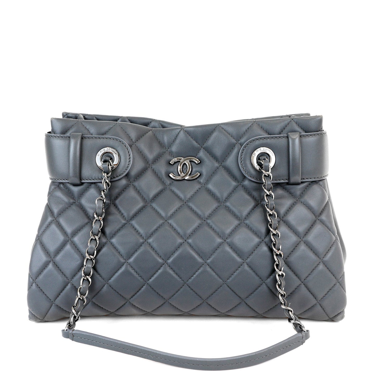 Chanel Graphite Lambskin Small Tote w/ Silver Hardware