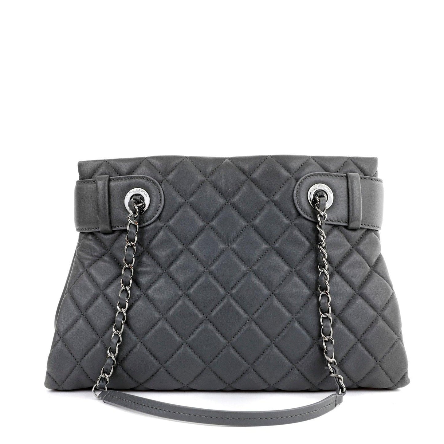 Chanel Graphite Lambskin Small Tote w/ Silver Hardware