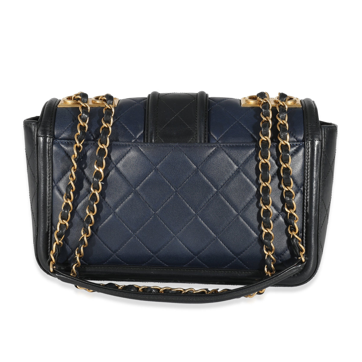 Top Quality Chanel Navy Black Quilted Lambskin Medium Elegant CC New Bag