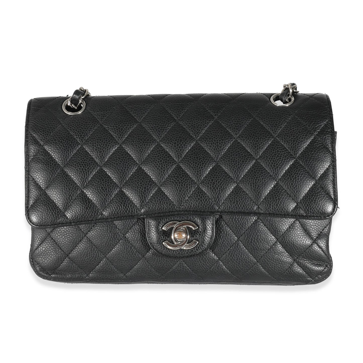 CHANEL Black Quilted Caviar Medium Classic Double Flap Bag
