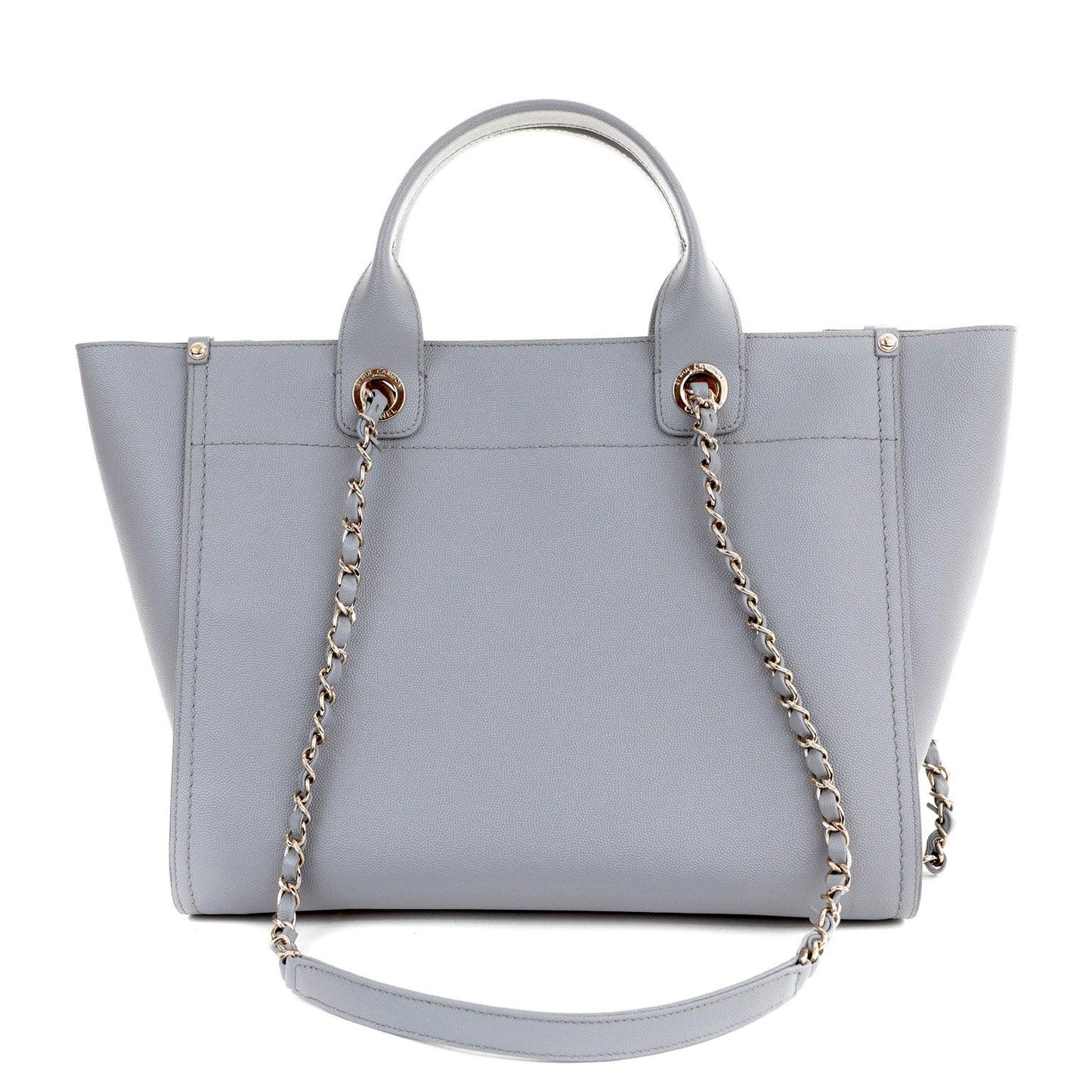 Chanel Grey Caviar Deauville Studded Tote with Silver Hardware