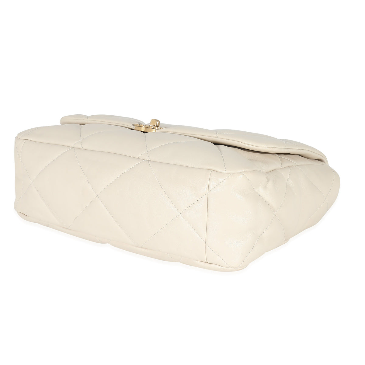 Top Quality Chanel Ivory Shiny Quilted Lambskin Maxi 19 New Bag