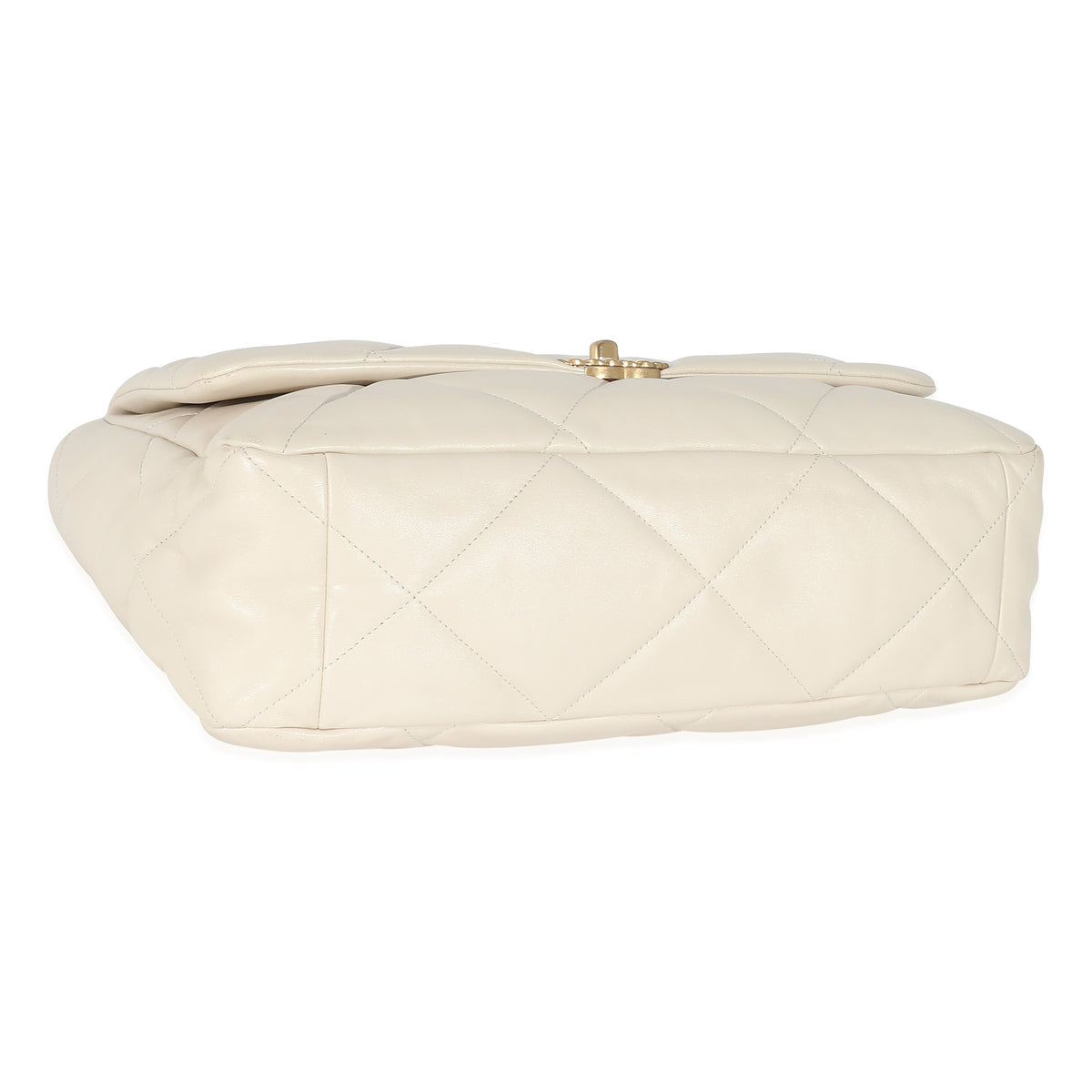 Top Quality Chanel Ivory Shiny Quilted Lambskin Maxi 19 New Bag
