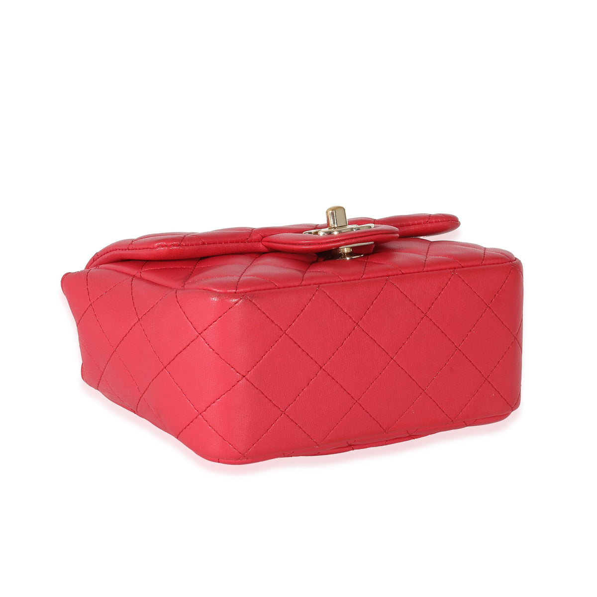 Top Quality Chanel Dark Pink Quilted Lambskin Mini Square New Bag