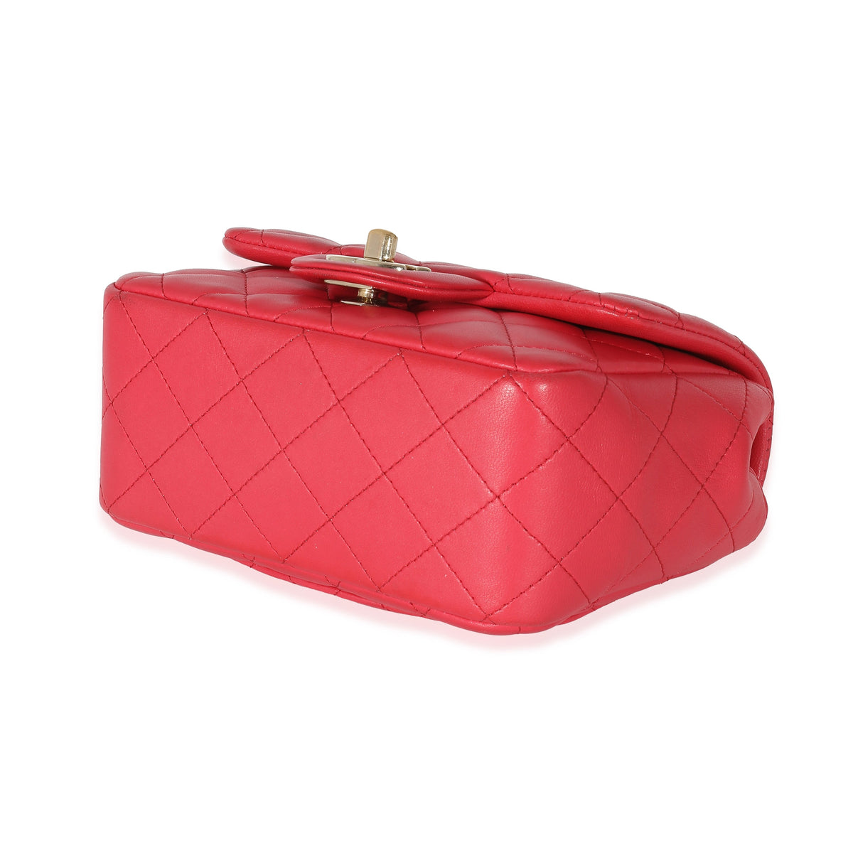 Top Quality Chanel Dark Pink Quilted Lambskin Mini Square New Bag