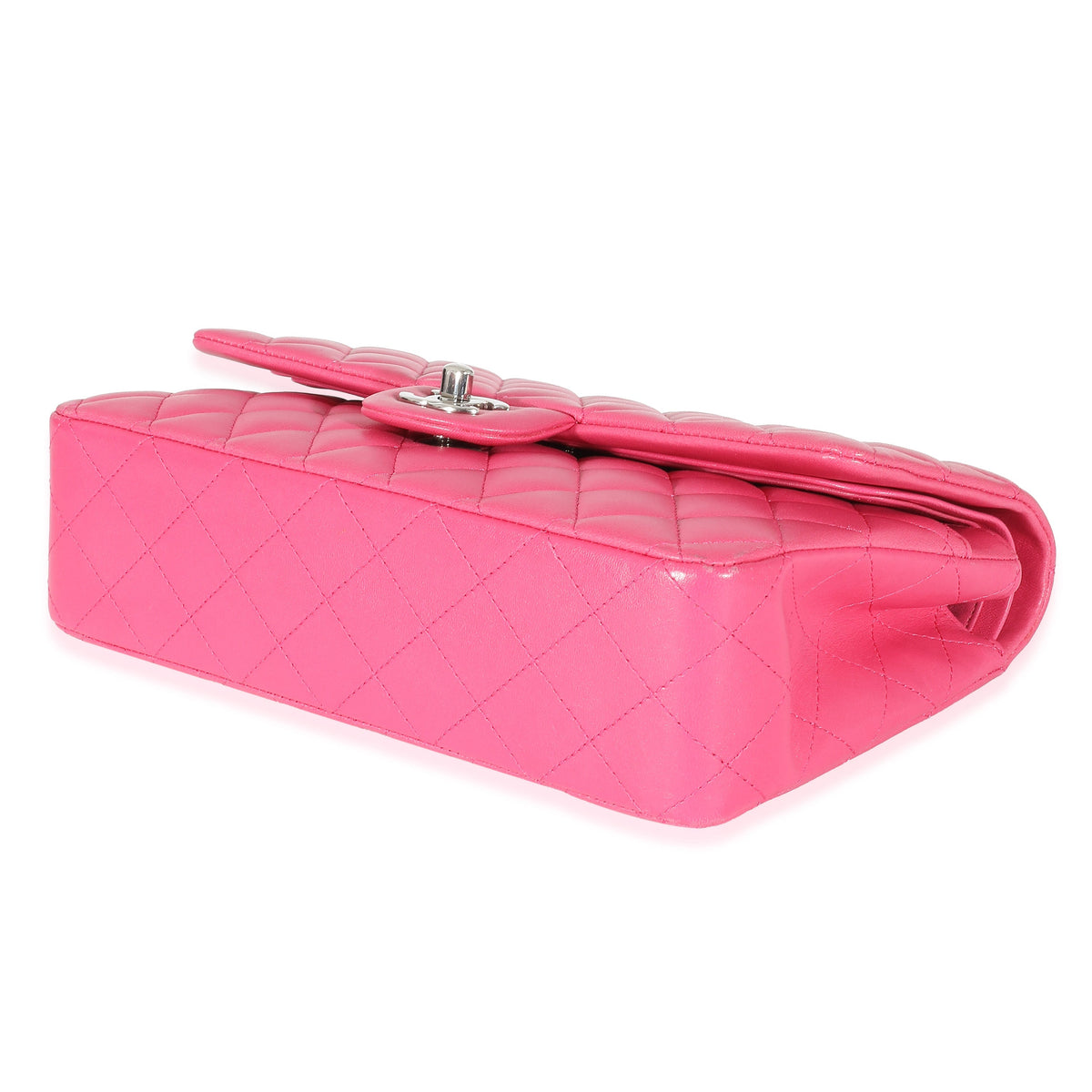 CHANEL Pink Quilted Lambskin Medium Classic Double Flap Bag