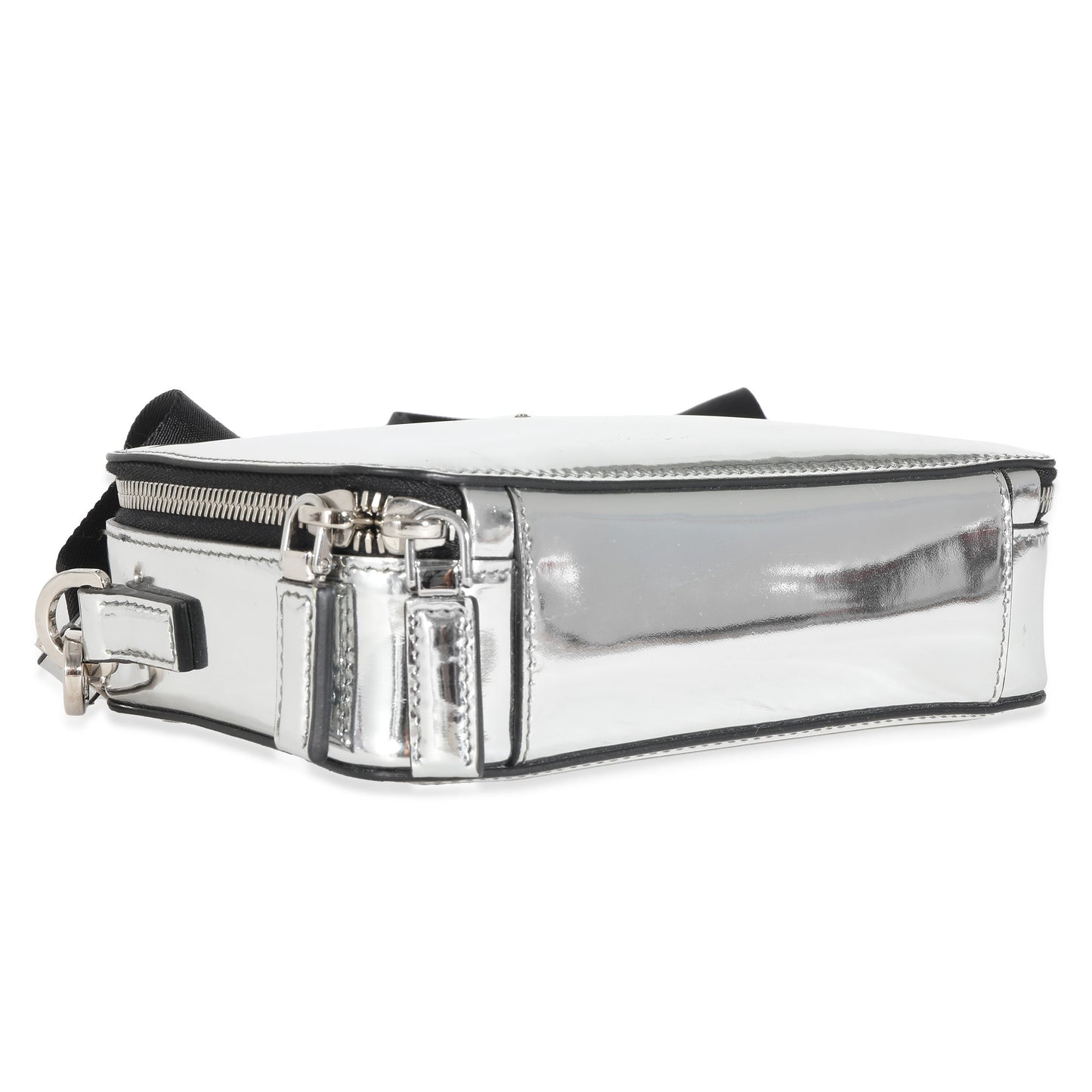 PRADA Metallic Silver Spazzolato Brique Crossbody