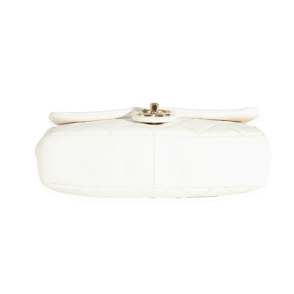 CHANEL White Quilted Lambskin Elegant Chain Flap Bag