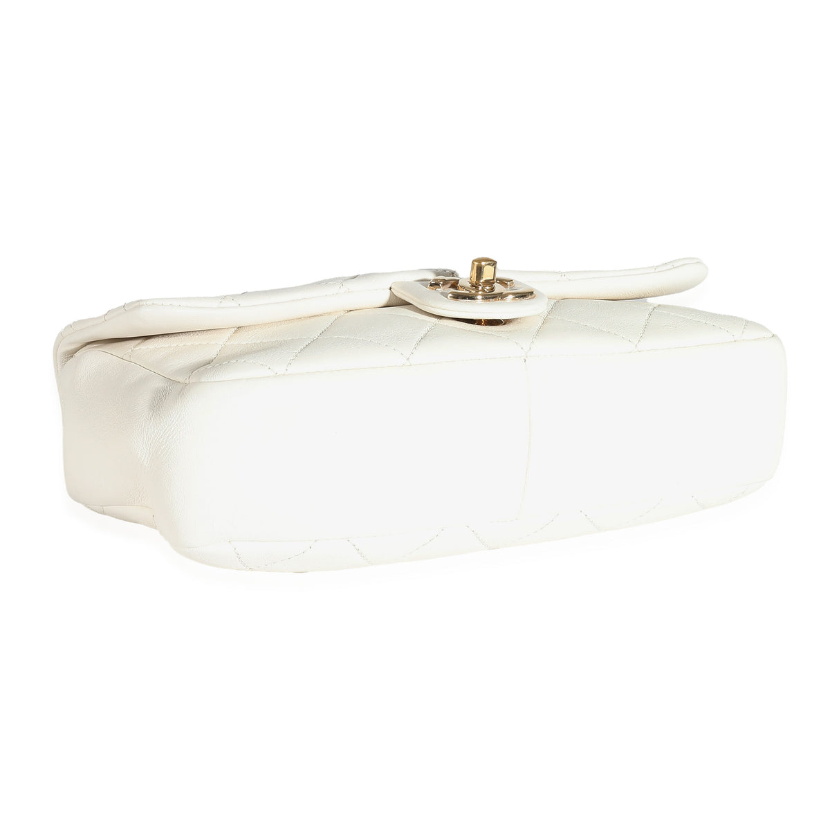 CHANEL White Quilted Lambskin Elegant Chain Flap Bag