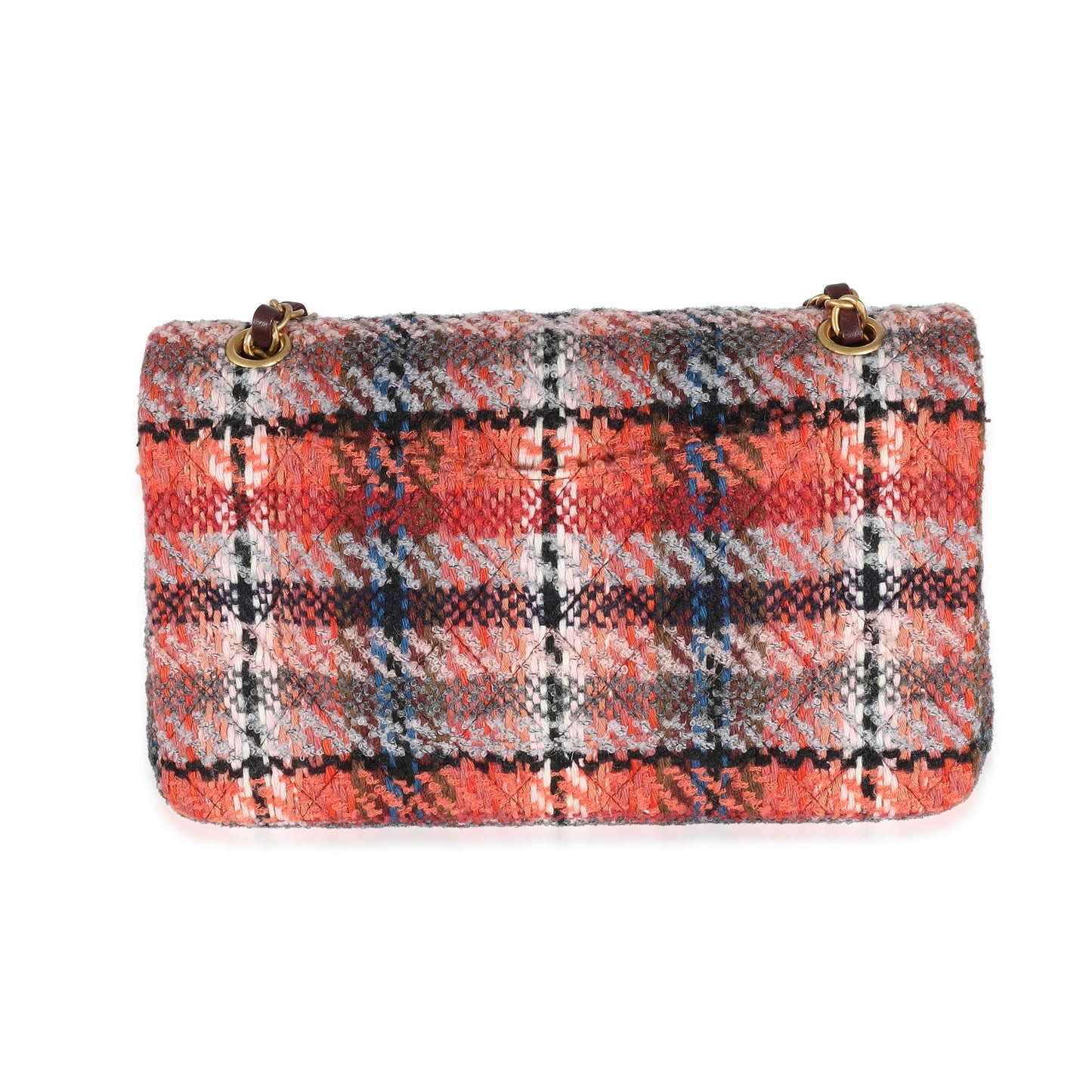 CHANEL 21B Brown Red Tweed Medium Classic Double Flap Bag