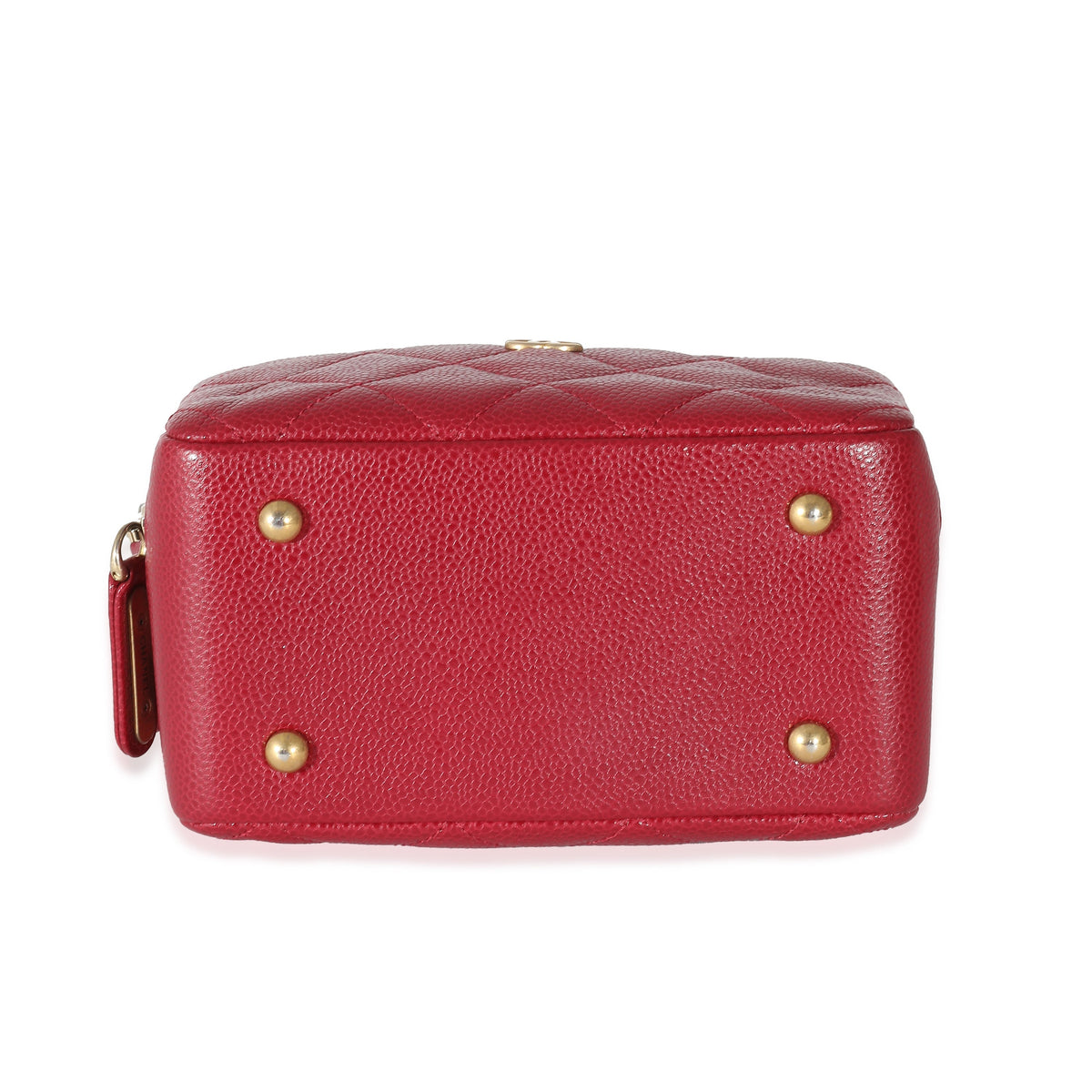 CHANEL Red Quilted Caviar Carry Around Mini Bowling Bag