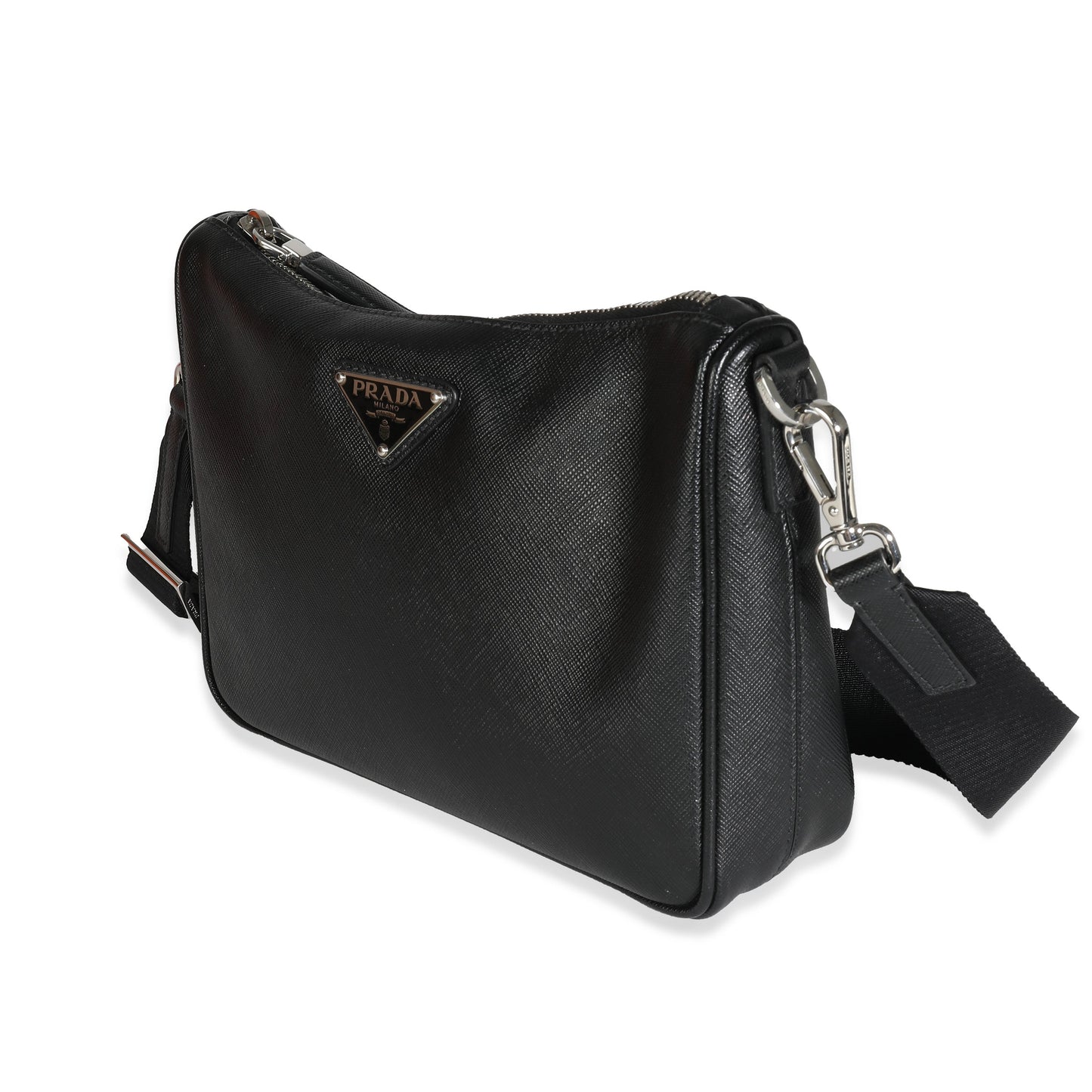 PRADA Black Saffiano Small Utility Strap Crossbody