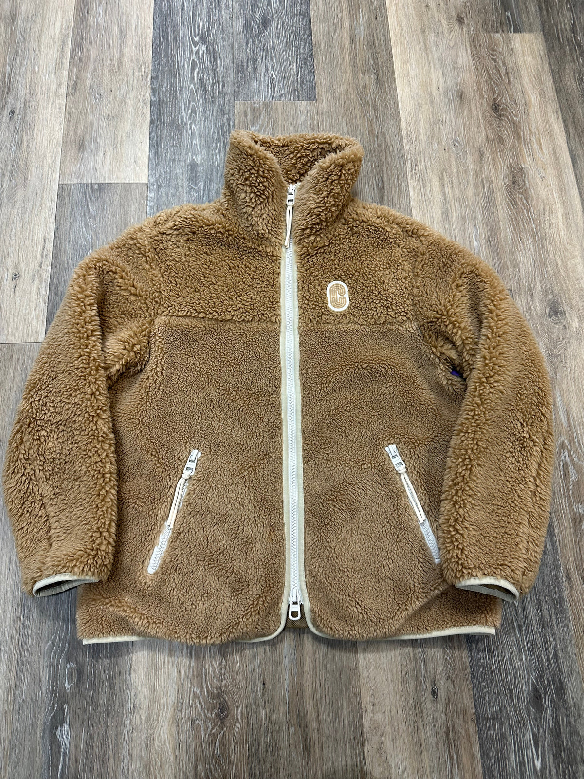 Jacket Designer By Coach In Tan, Size: M
