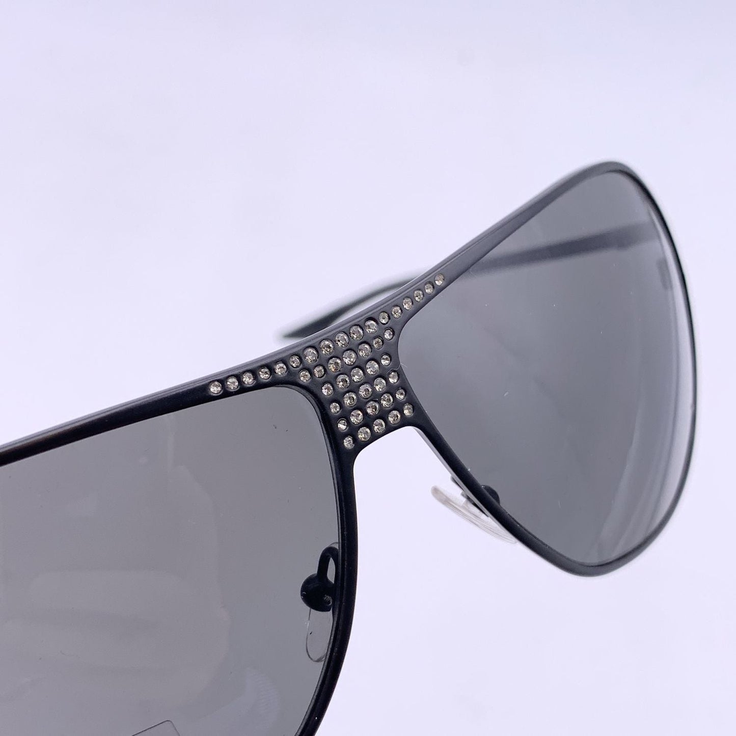 CHRISTIAN DIOR Black Aviator Hard Dior1 Sunglasses With Crystals