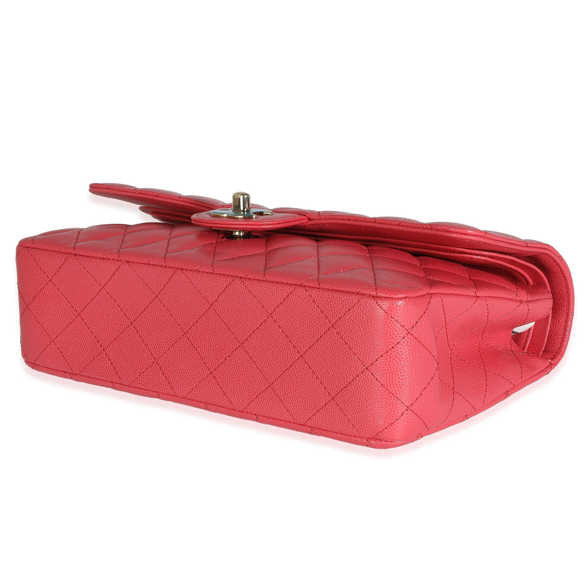 Top Quality Chanel Dark Pink Quilted Caviar Medium Classic Double New Bag