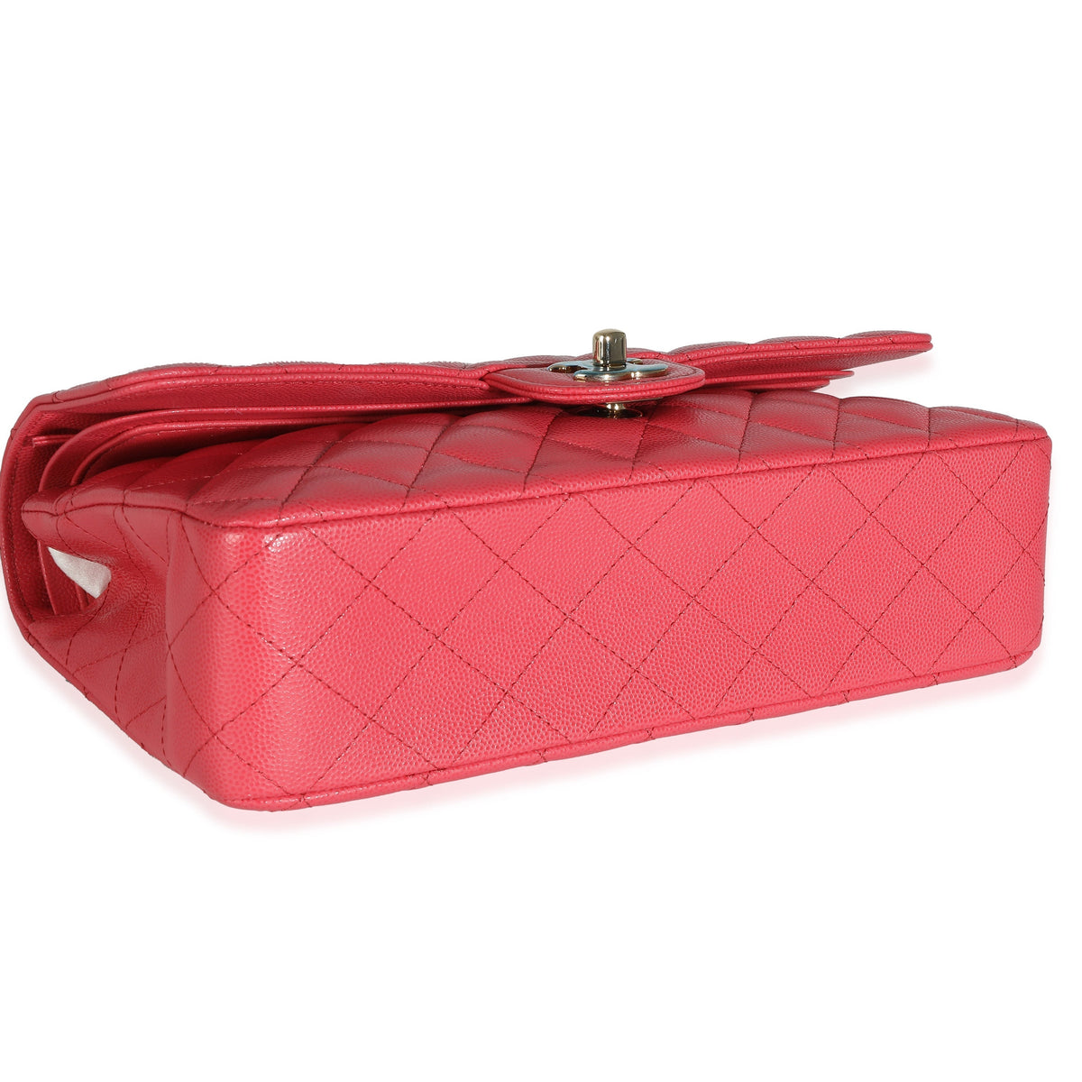 Top Quality Chanel Dark Pink Quilted Caviar Medium Classic Double New Bag