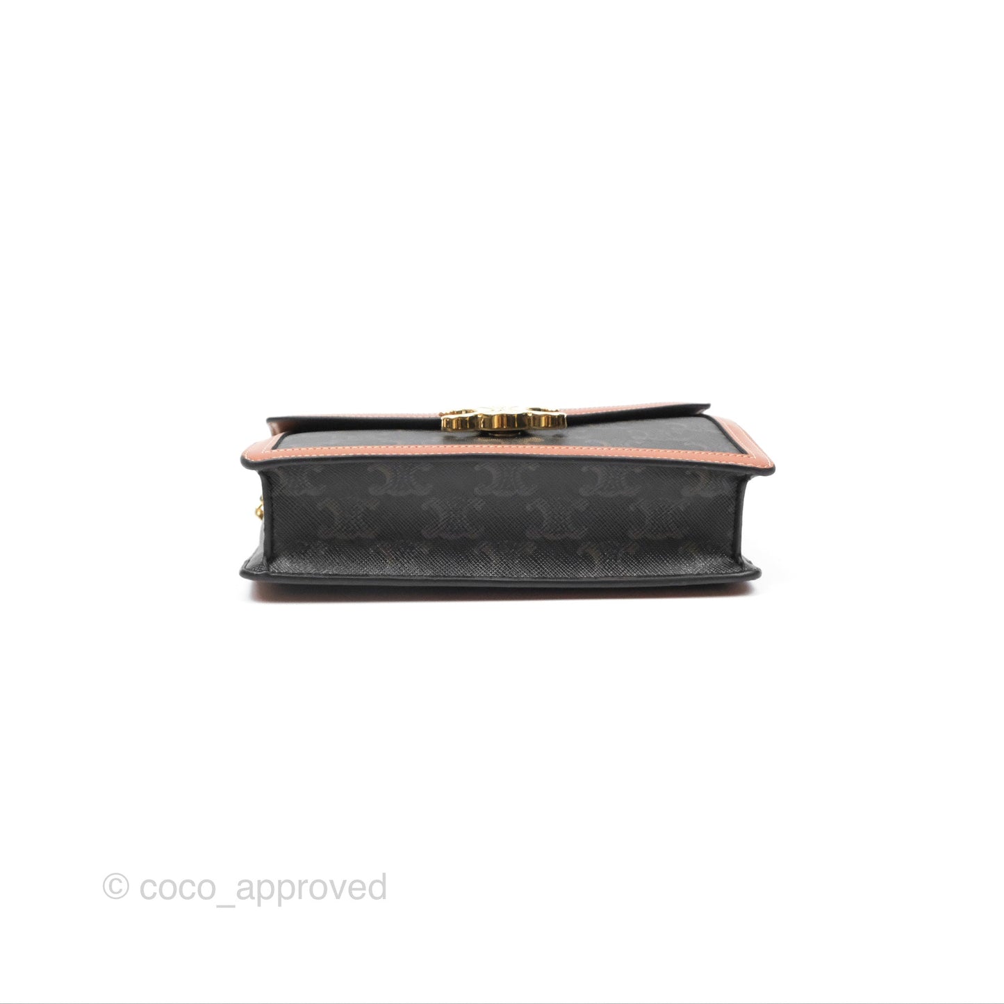 Celine Triomphe Wallet On Chain Canvas Tan Calfskin