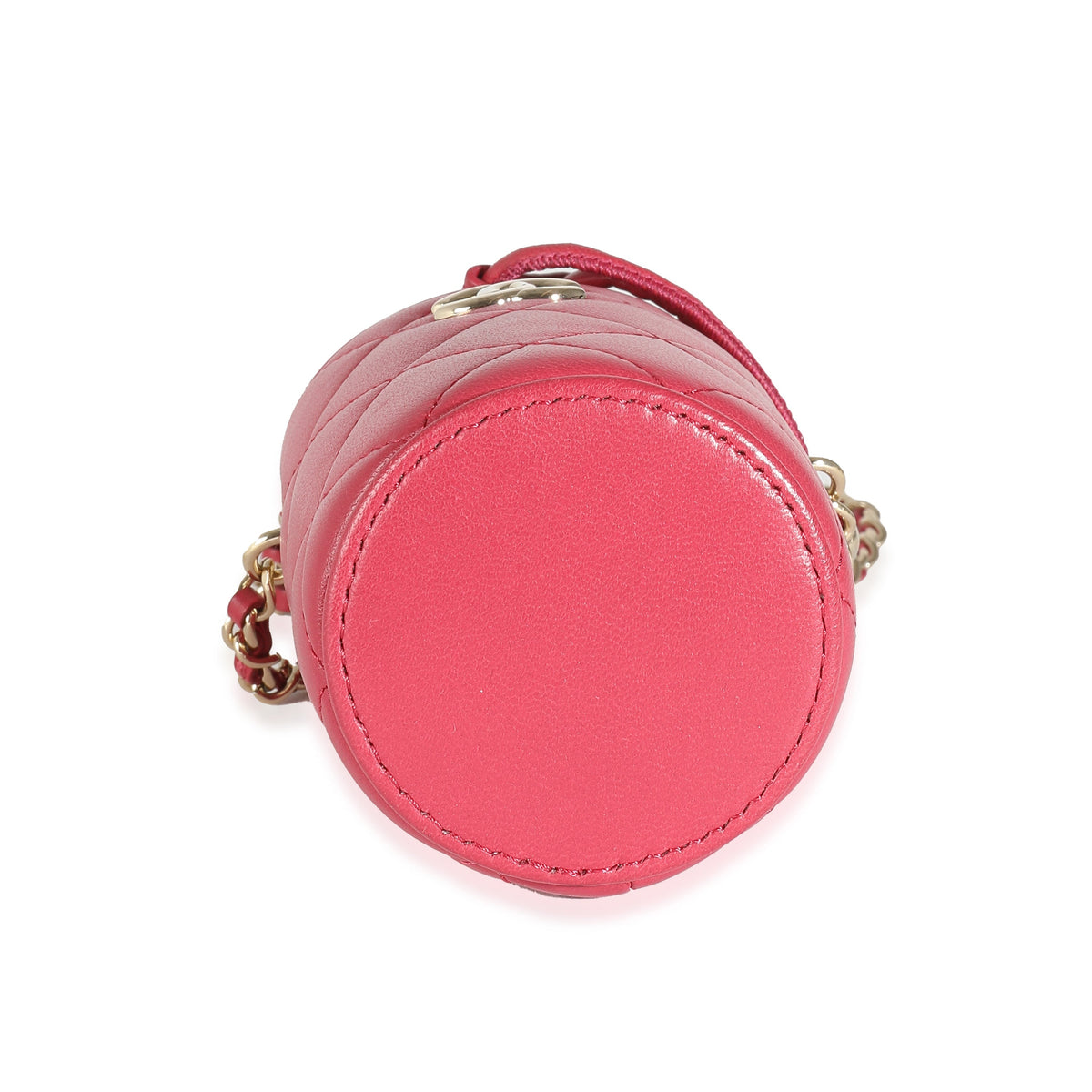 Top Quality Chanel Dark Pink Quilted Lambskin Micro Drawstring Bucket