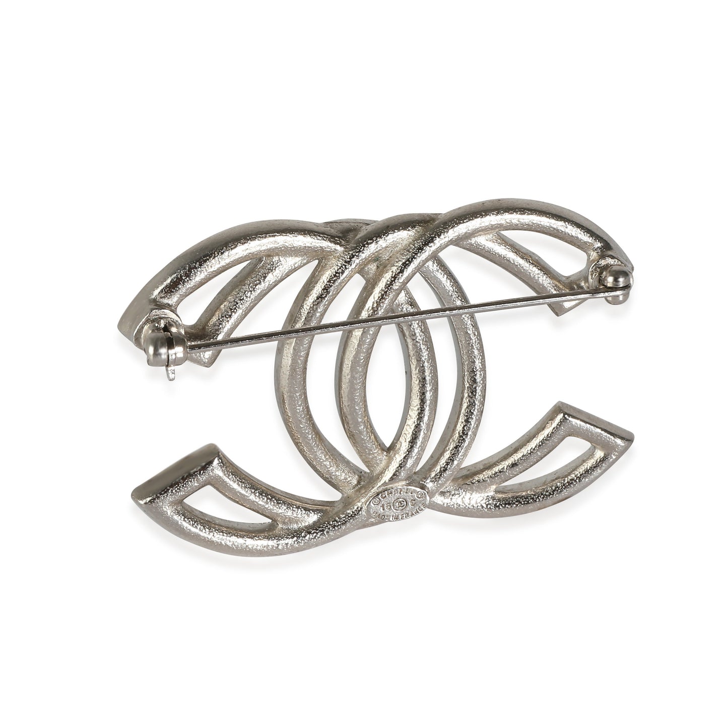 CHANEL 2016 CC Palladium Plated Brooch With Strass
