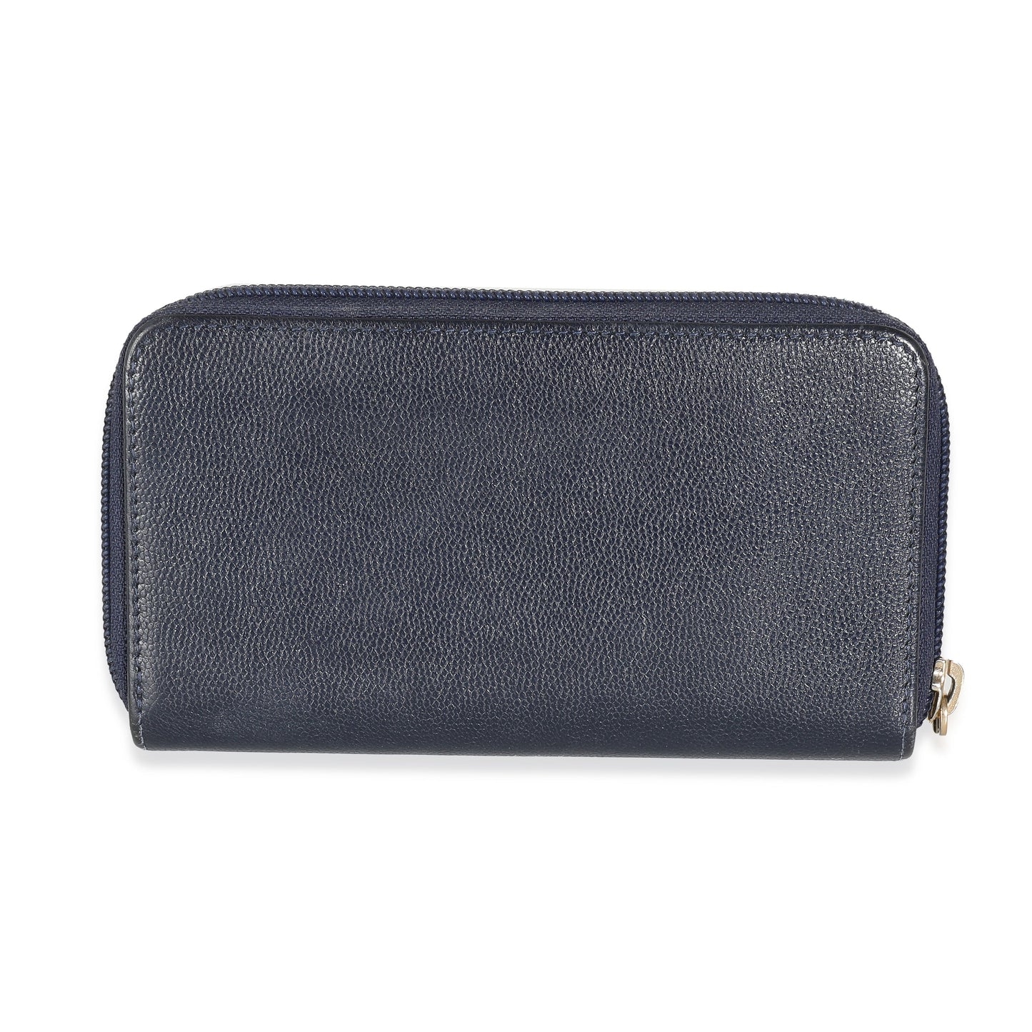 CHANEL Navy Caviar CC Zip Around Wallet