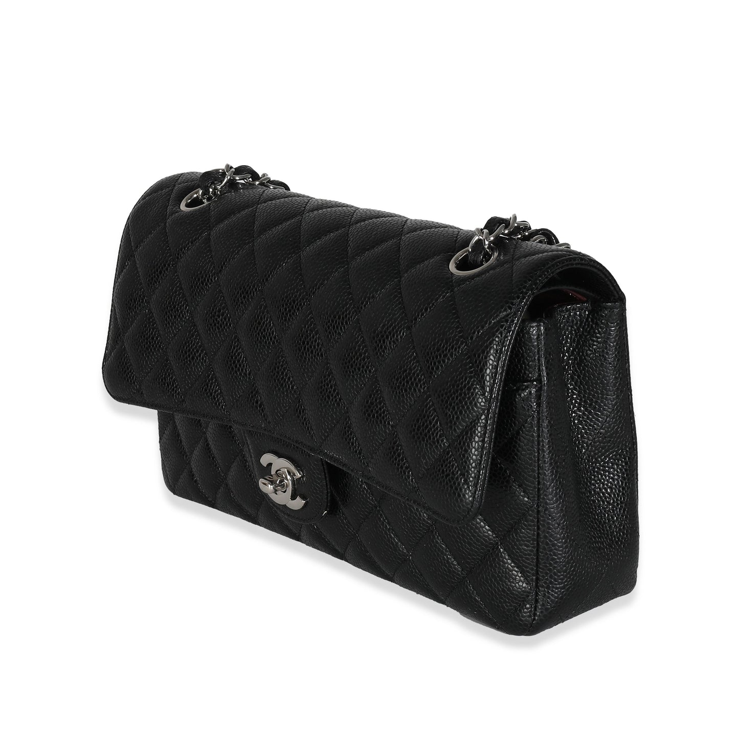 CHANEL Black Quilted Caviar Medium Classic Double Flap Bag