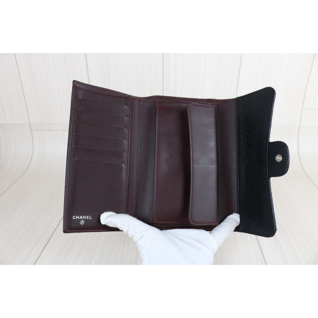Very Good ( Rank A)｜CHANEL Caviar Skin Black Long Wallet Made In 2014 - 2015 Year｜X25050604