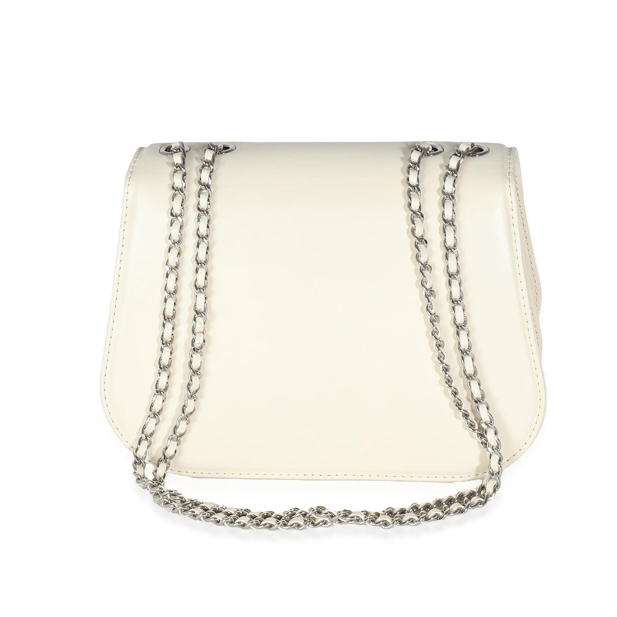 CHANEL White Calfskin Small Braided Chain Chic Flap Bag