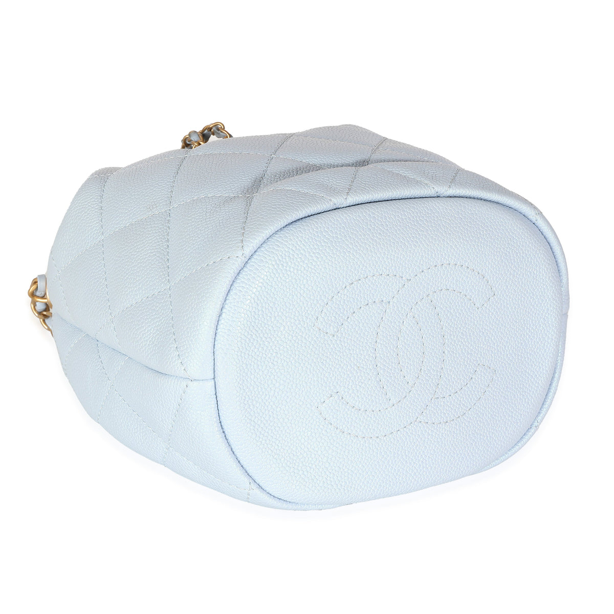 Top Quality Chanel Light Blue Iridescent Quilted Caviar My Perfect CC Drawstring Bucket Bag