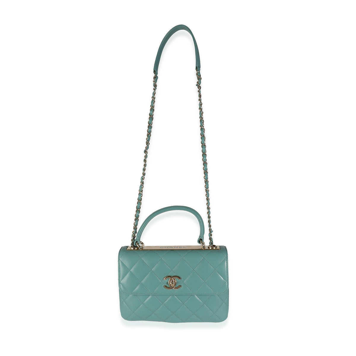 Top Quality Chanel Green Quilted Lambskin Small Trendy CC Dual Handle New Bag