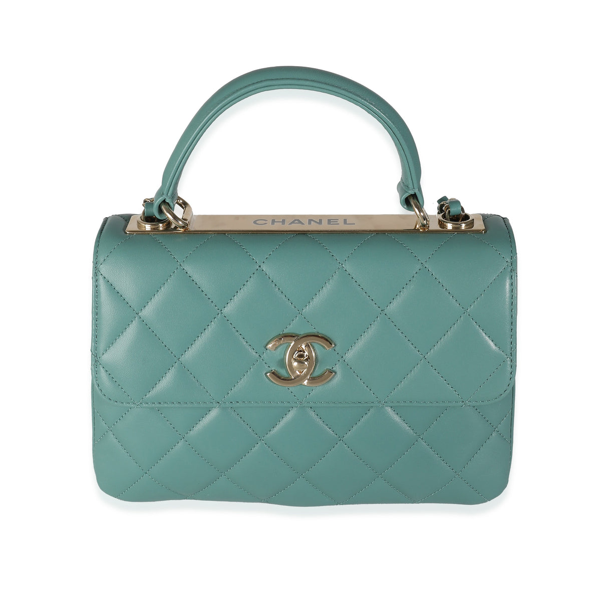 Top Quality Chanel Green Quilted Lambskin Small Trendy CC Dual Handle New Bag