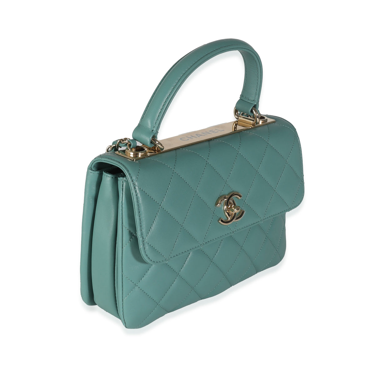 Top Quality Chanel Green Quilted Lambskin Small Trendy CC Dual Handle New Bag