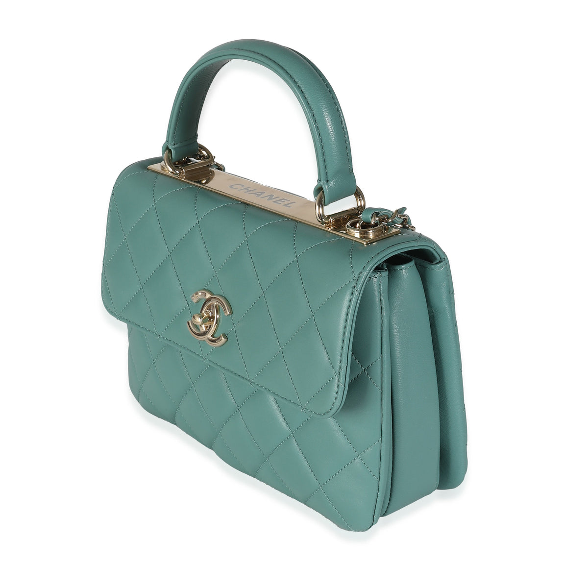 Top Quality Chanel Green Quilted Lambskin Small Trendy CC Dual Handle New Bag