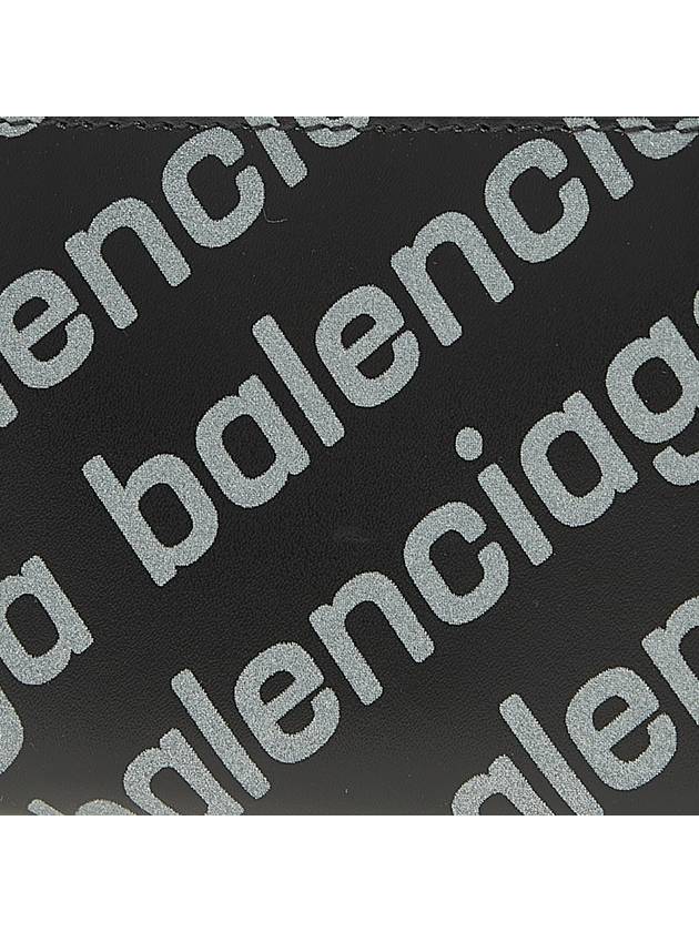 Luxury Balenciaga  All Over Logo Zip Around Half Wallet Black