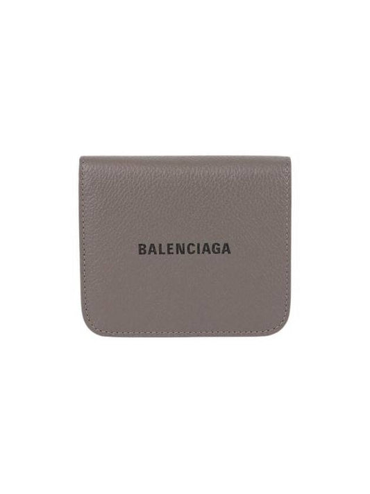 Luxury Balenciaga  Logo Coin Pocket Flap Half Wallet Medium Grey