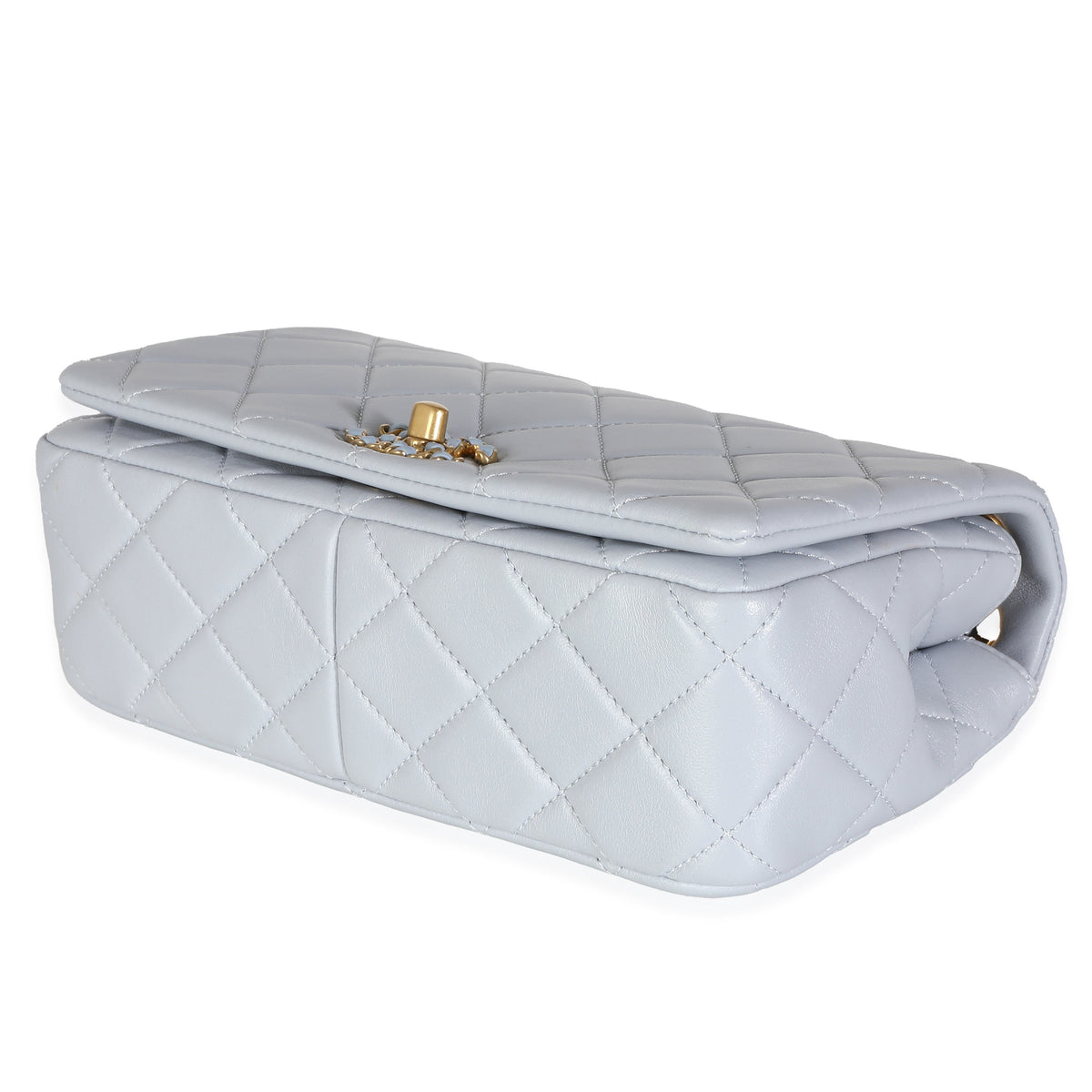 CHANEL Lilac Quilted Lambskin Woven CC Full Flap Bag