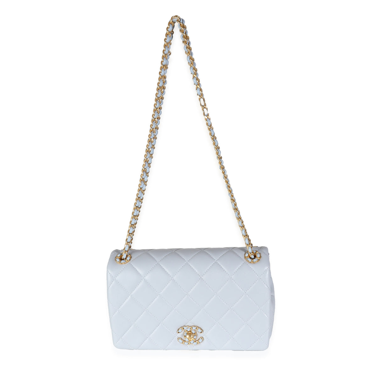 Top Quality Chanel Lilac Quilted Lambskin Woven CC Full New Bag