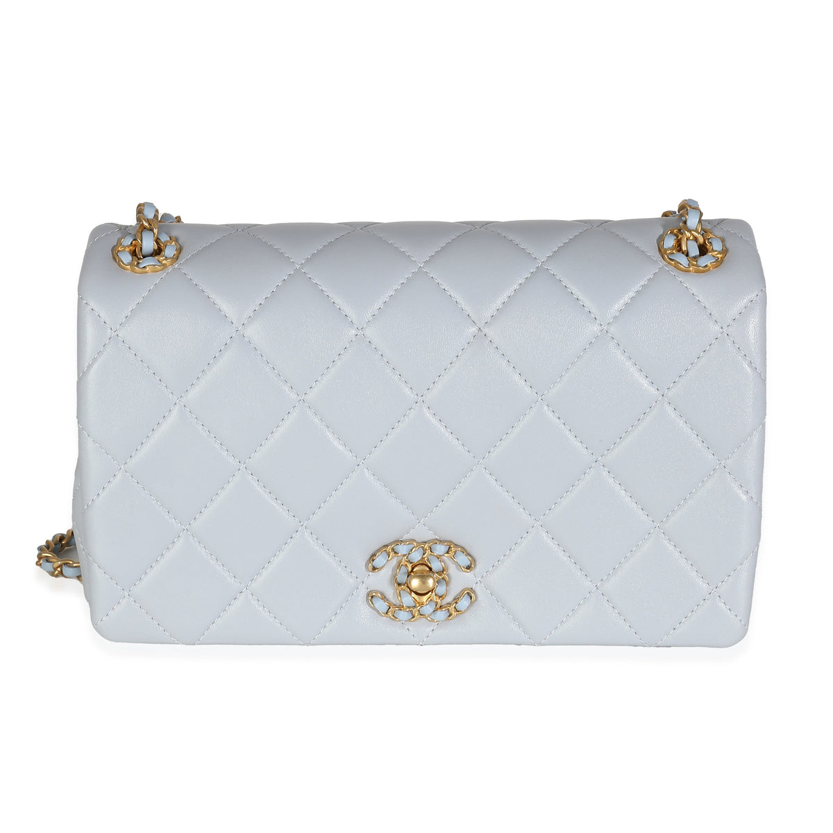 CHANEL Lilac Quilted Lambskin Woven CC Full Flap Bag